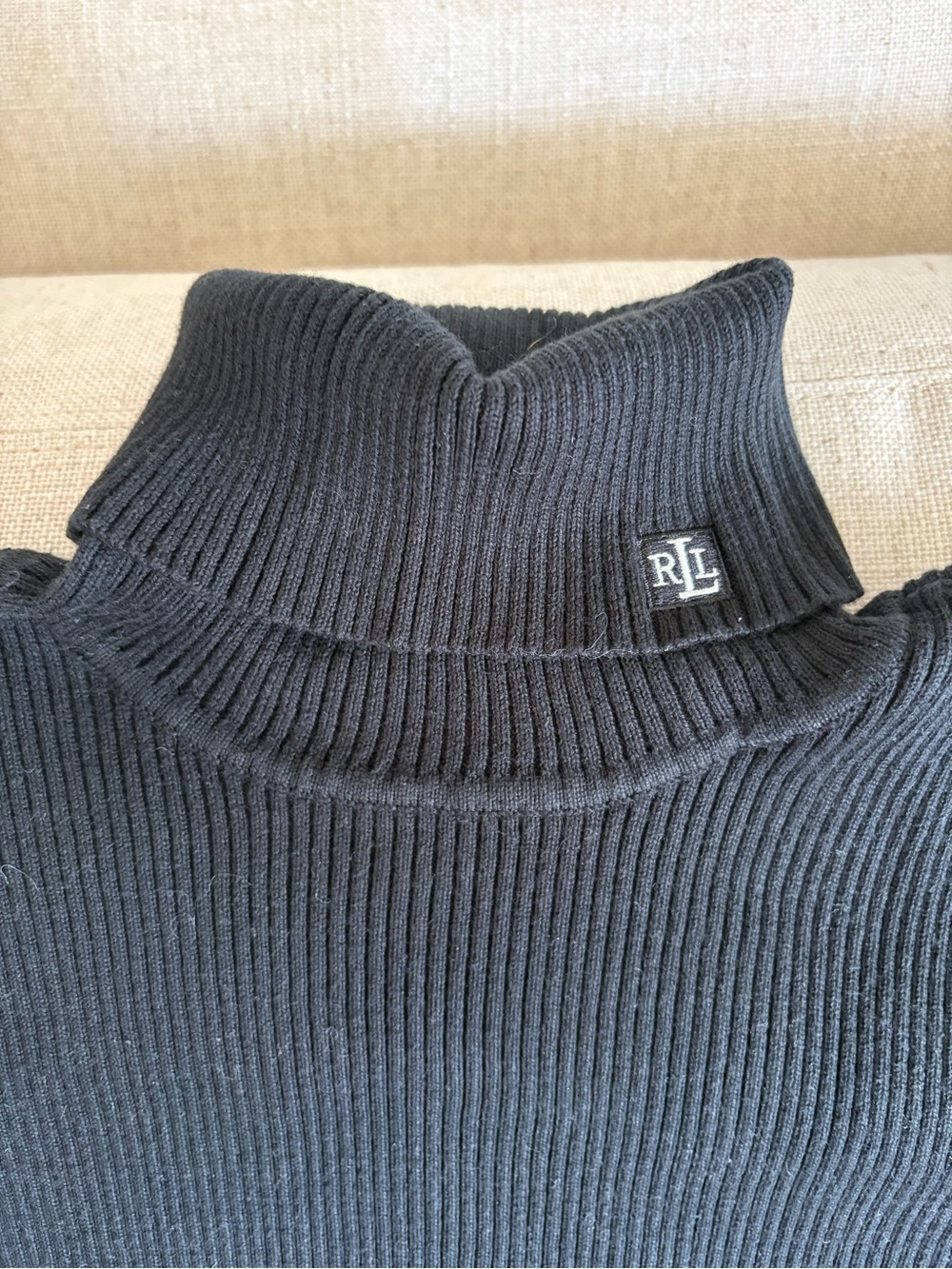 Ralph Lauren Black Ribbed Turtleneck Sweater - Picture 2 of 3